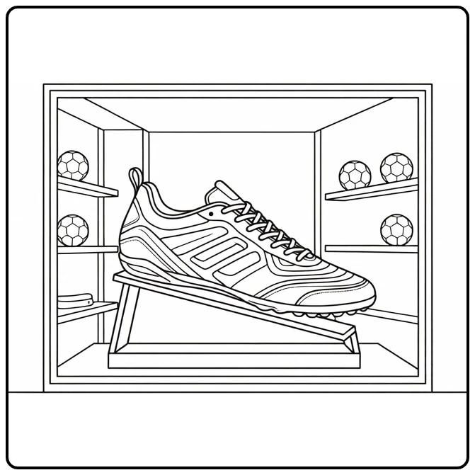 voetbalschoen kleurplaat futuristische schoen in sportwinkel etalage