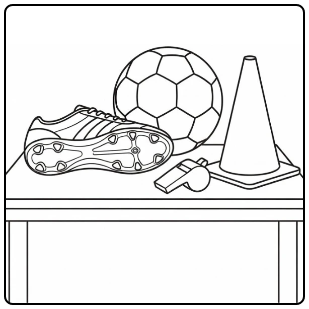 voetbalschoen kleurplaat met studs omhoog naast bal