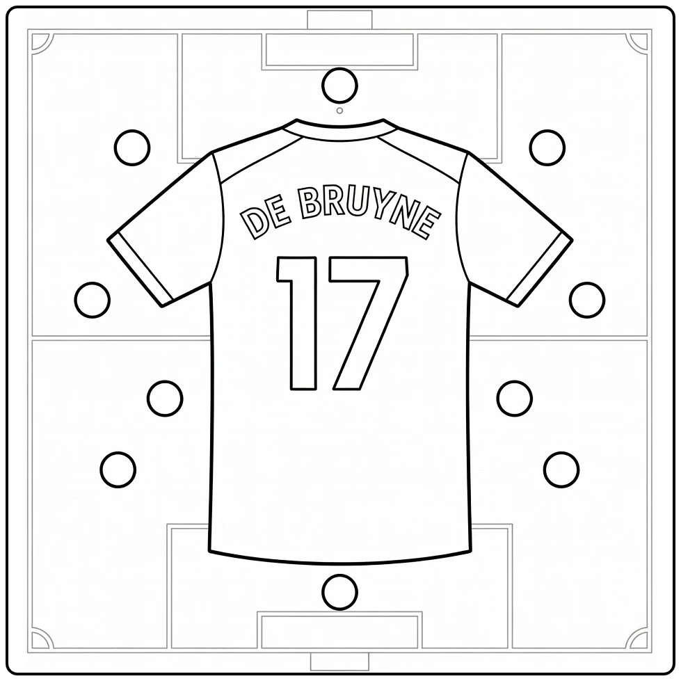 voetbalshirt kleurplaat achterkant Kevin De Bruyne 17