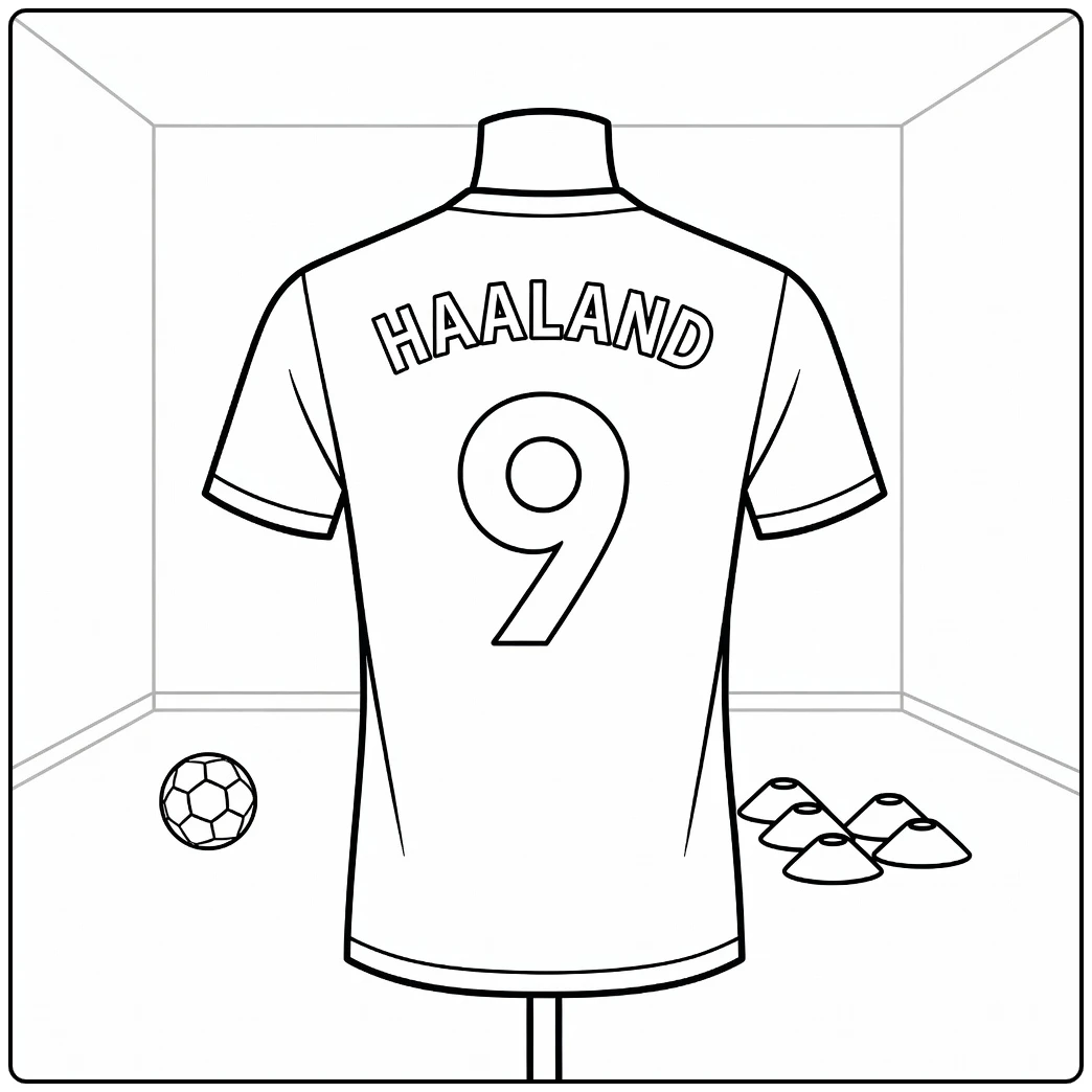 voetbalshirt kleurplaat Erling Haaland nummer 9 op mannequin