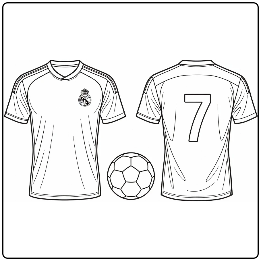voetbalshirt kleurplaat met twee shirts en bal