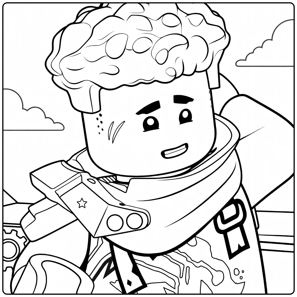Arin met krullend haar en opgeheven arm in ninja outfit kleurplaat Arin ninjago