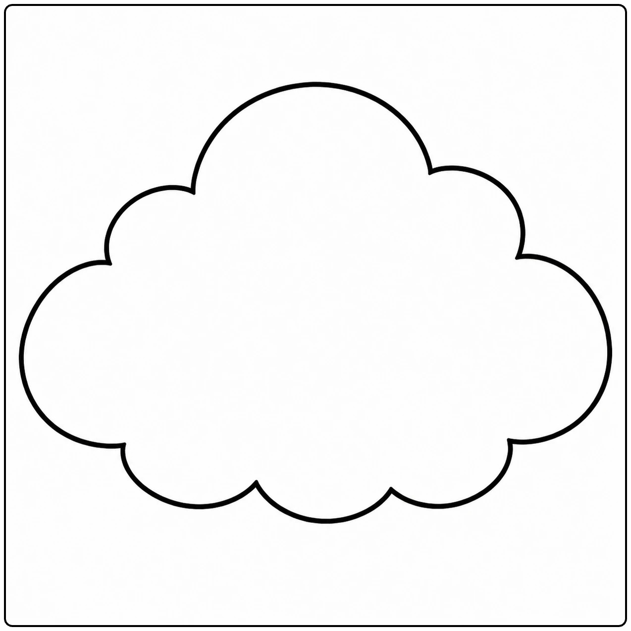 Eenvoudige Wolken Kleurplaat met een grote ronde wolk en duidelijke, brede contouren.