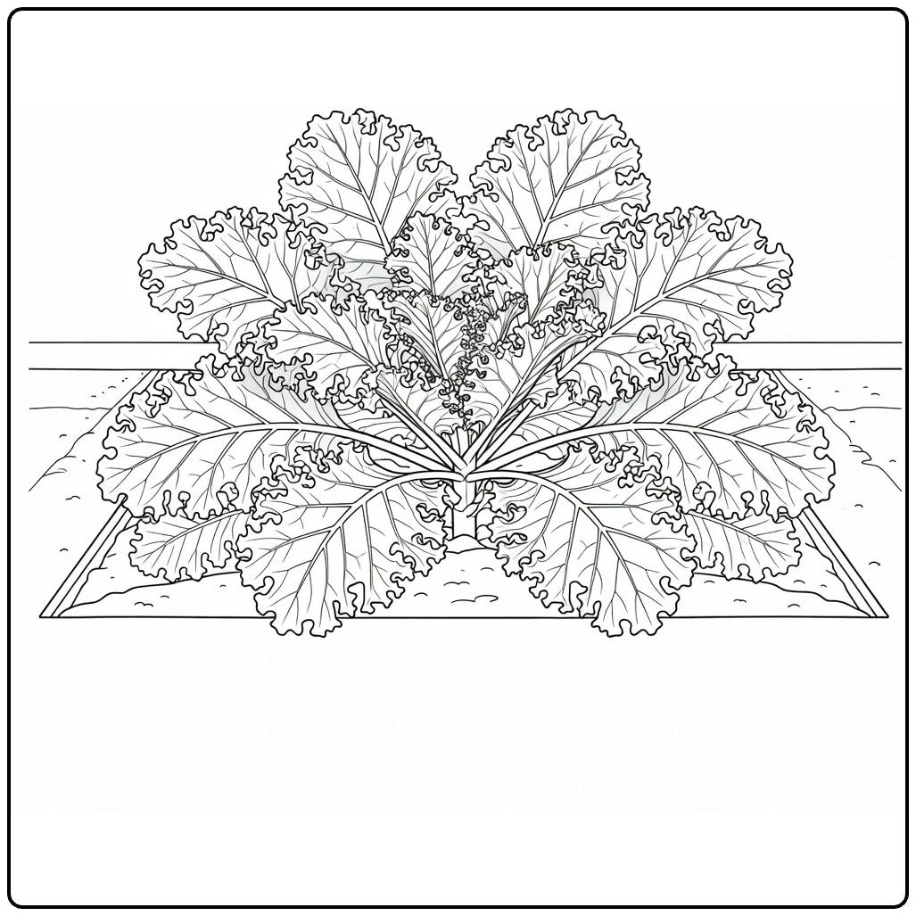 Groenteplanten Kleurplaat boerenkool met krullende bladeren