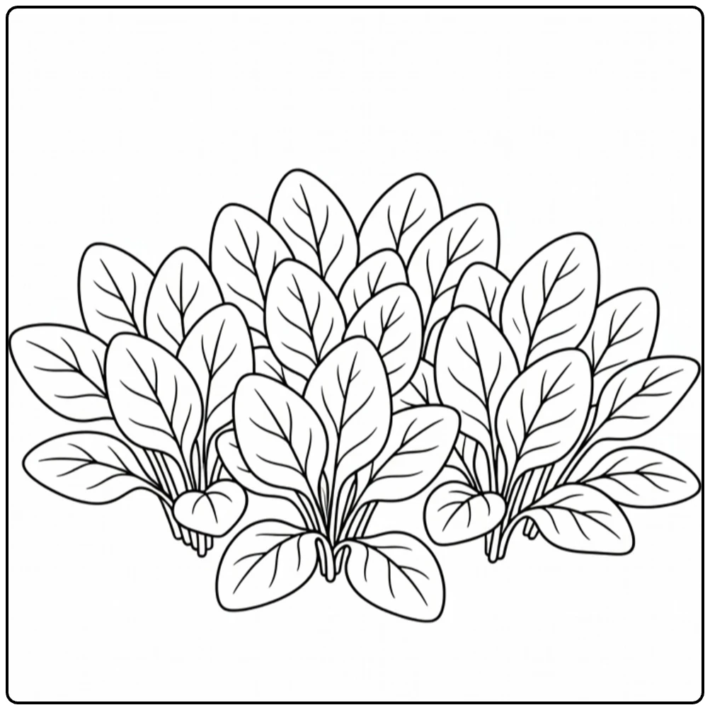 Groenteplanten Kleurplaat spinazie clusters bladeren