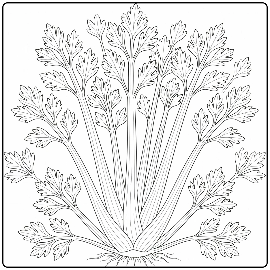 Groenteplanten Kleurplaat selderij met lange stengels