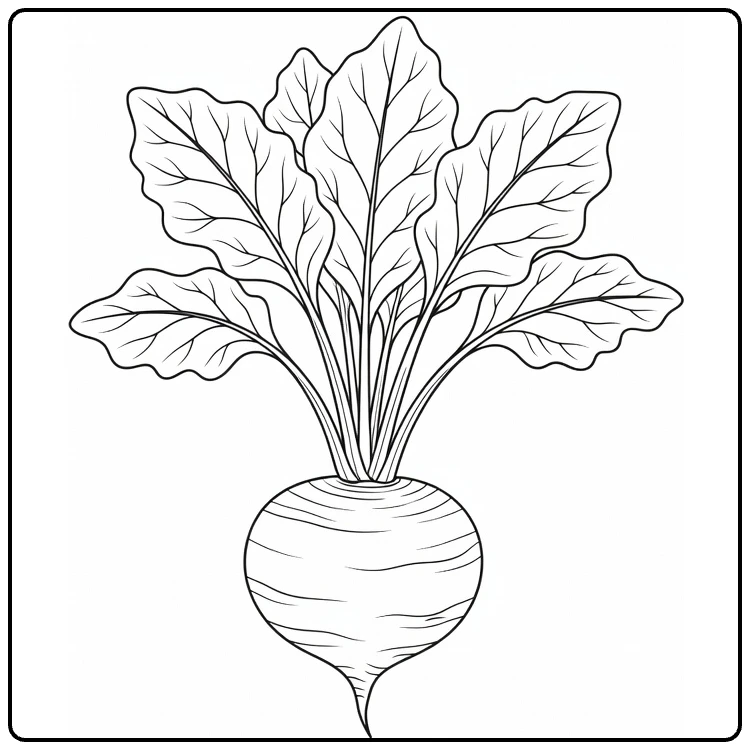 Groenteplanten Kleurplaat met bietenplant en grote wortel