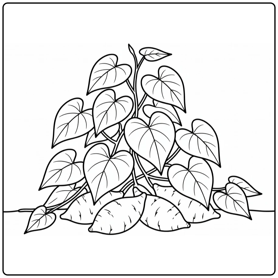 Groenteplanten Kleurplaat zoete aardappelrank