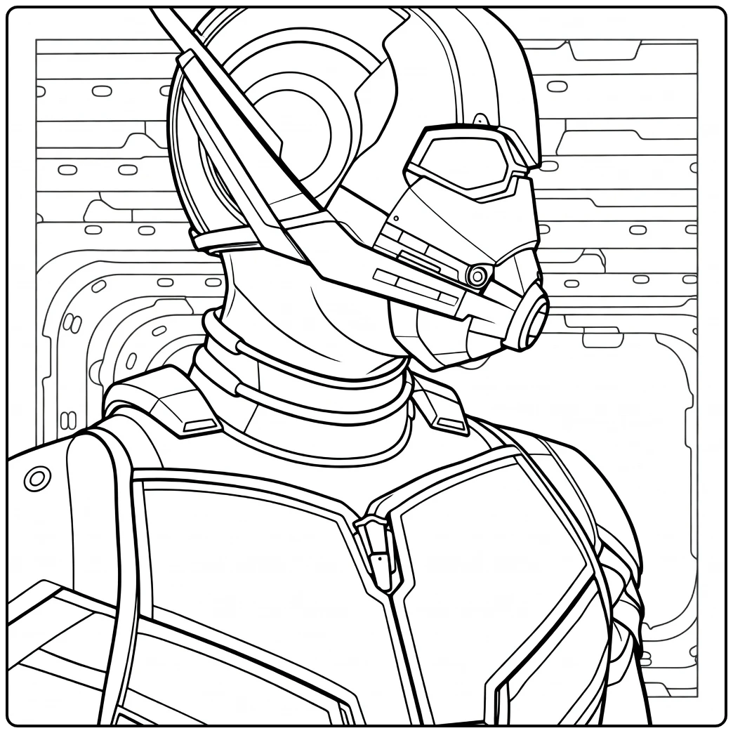 Ant-Man Kleurplaat van een held met gepantserde helm en borstembleem