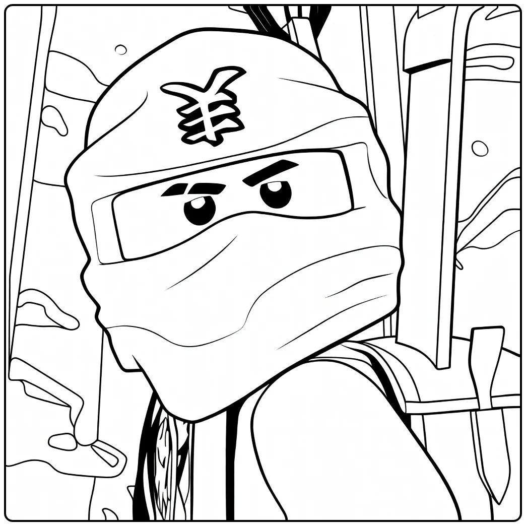 Ninjago Jay met blauwe ninja kap en gele gezichtsplaat kleurplaat ninjago jay