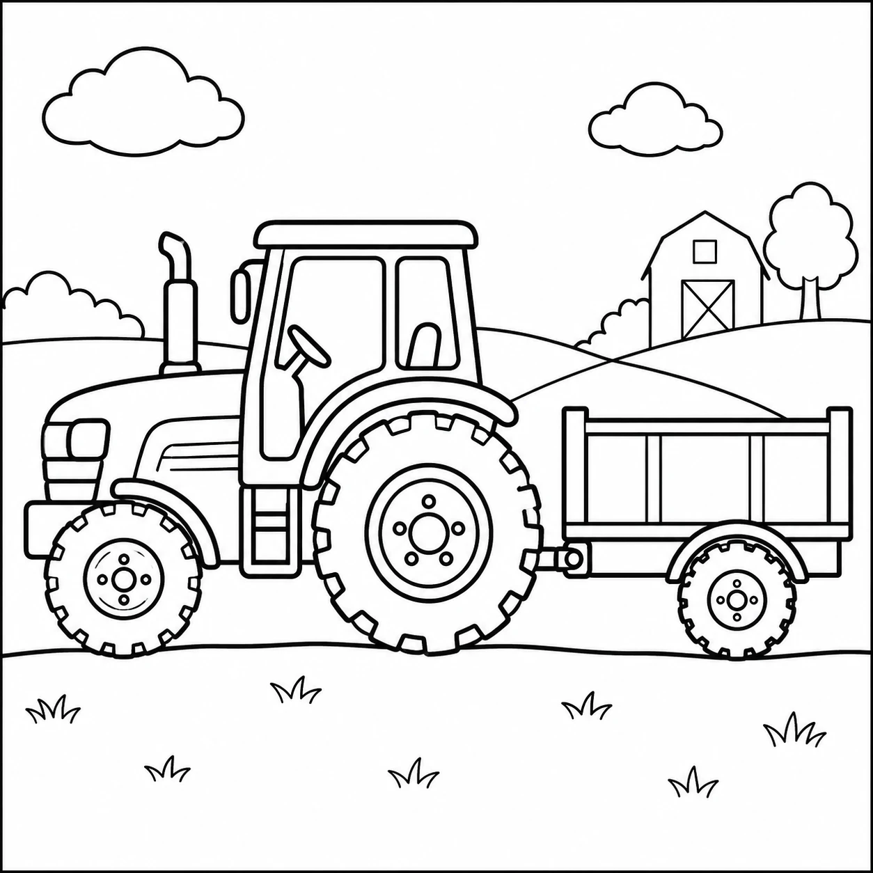 Klassieke tractor met lange aanhanger op het open platteland