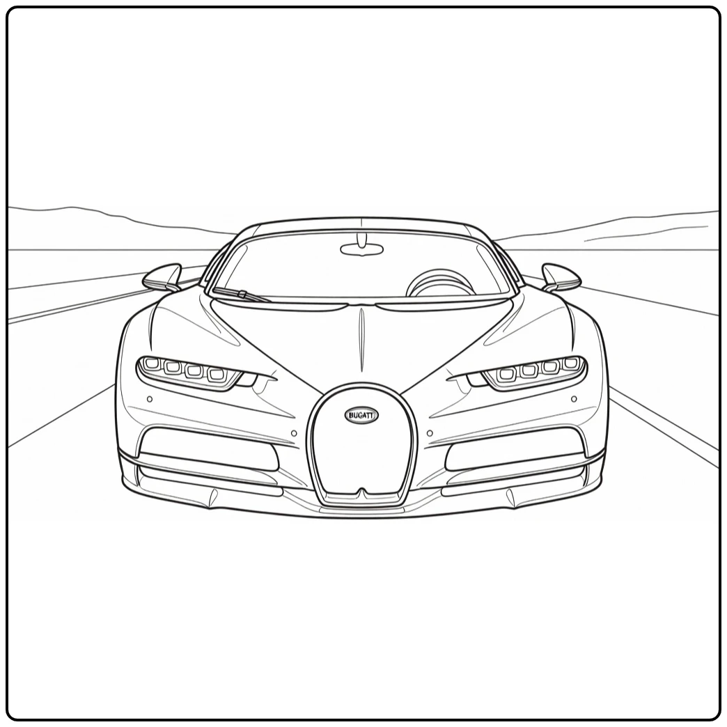 kleurplaat auto bugatti van luxe hypercar met grille
