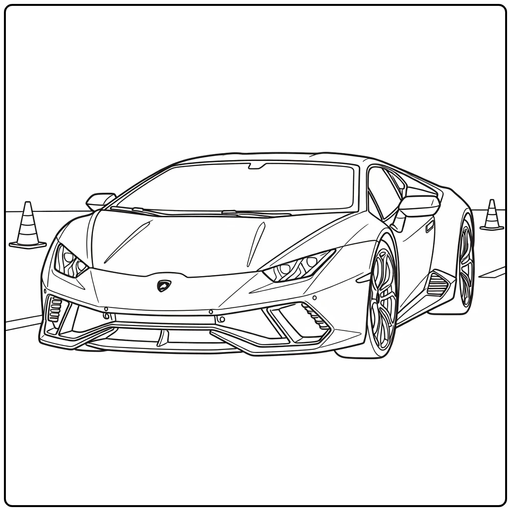 kleurplaat auto lamborghini met stierlogo op de motorkap