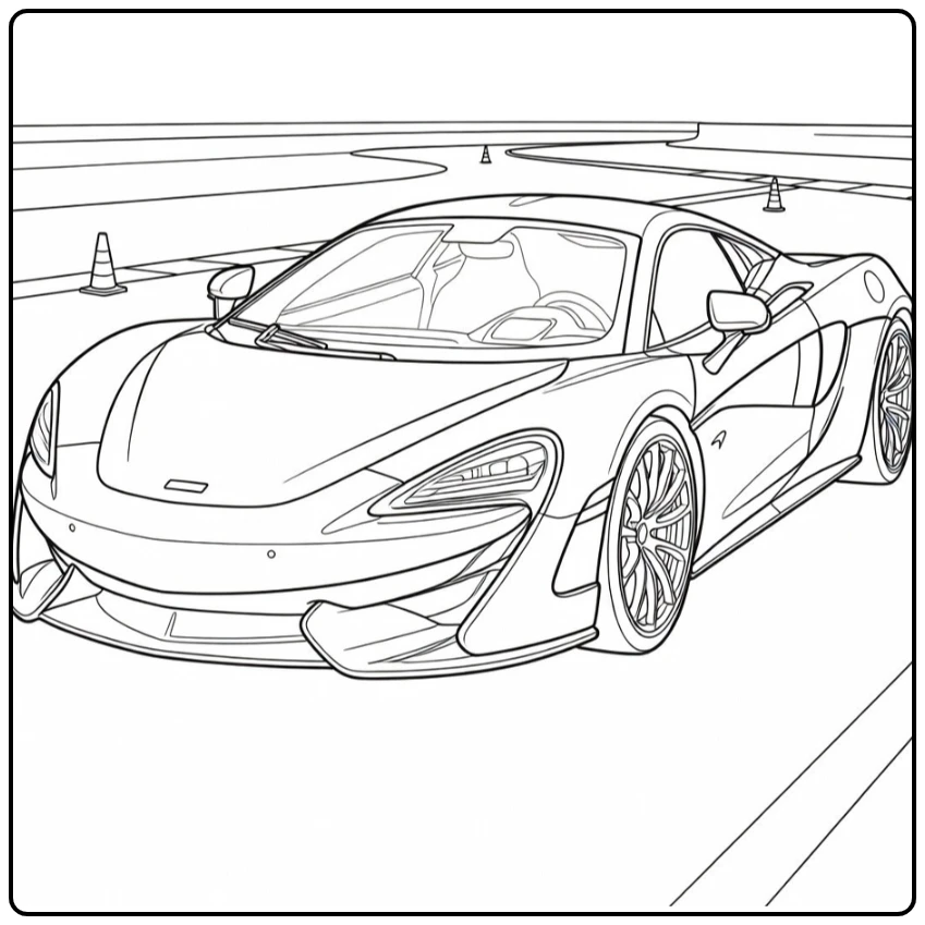 kleurplaat auto mclaren supercar lage front drie-kwart hoek