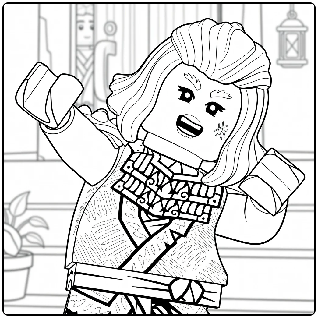 Wyldfyre ninjago kleurplaat van een krijger met opgeheven vuist en harnas