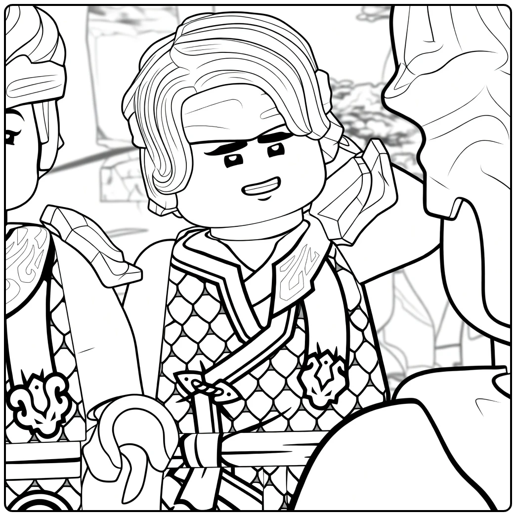 Lloyd met golvend blond haar en groene schubben tuniek lloyd ninjago kleurplaat