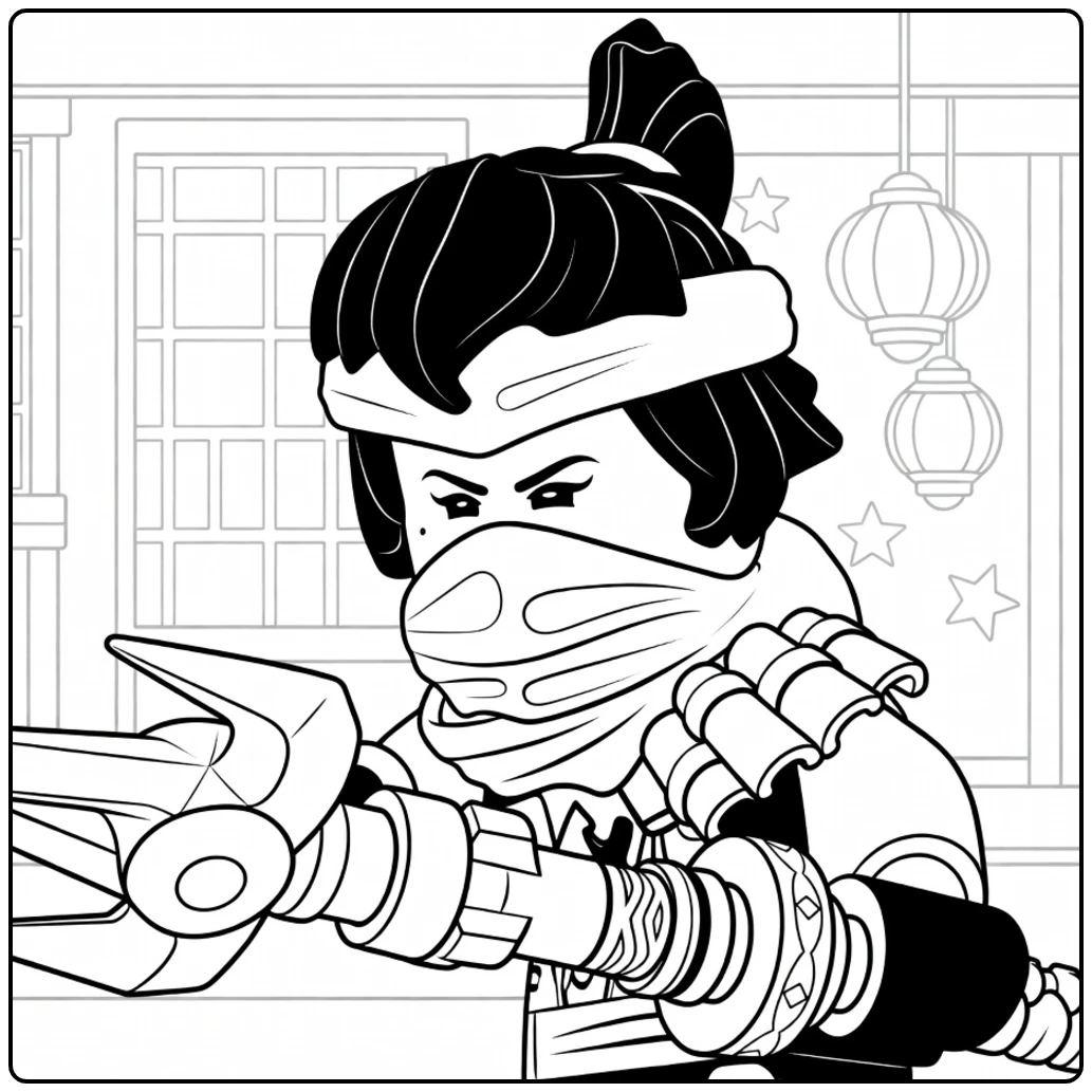 Ninjago minifiguur met wapen in aanvalshouding kleurplaat ninjago nya