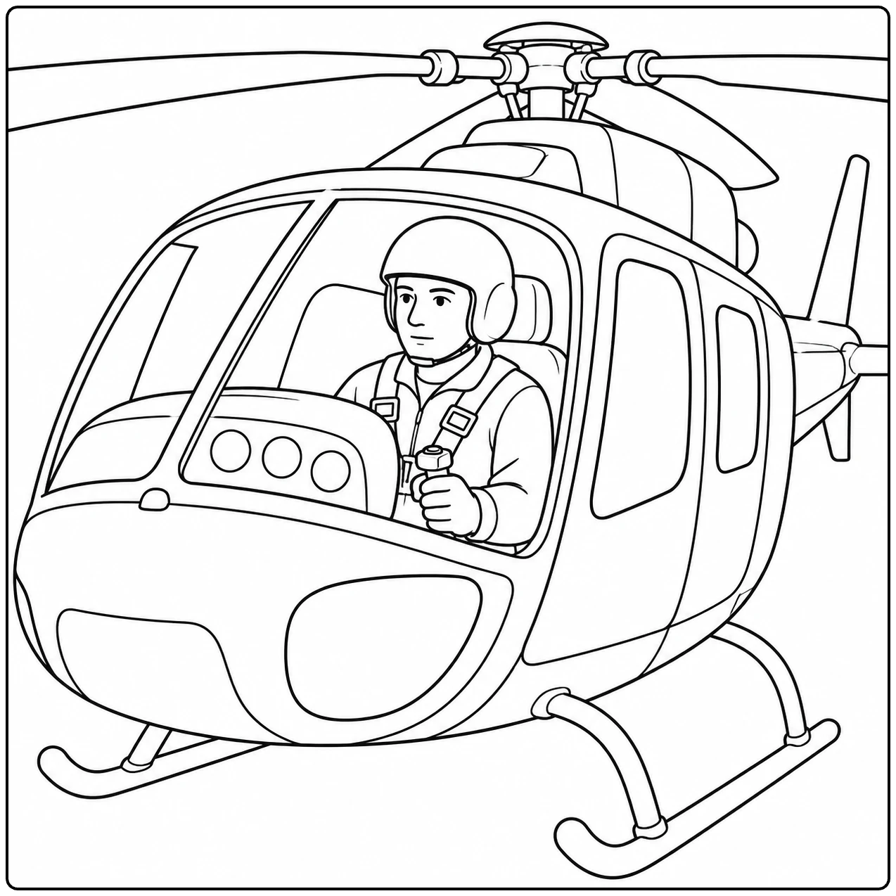 Piloot zit zichtbaar in de cockpit van een moderne brandweerhelikopter met grote ramen