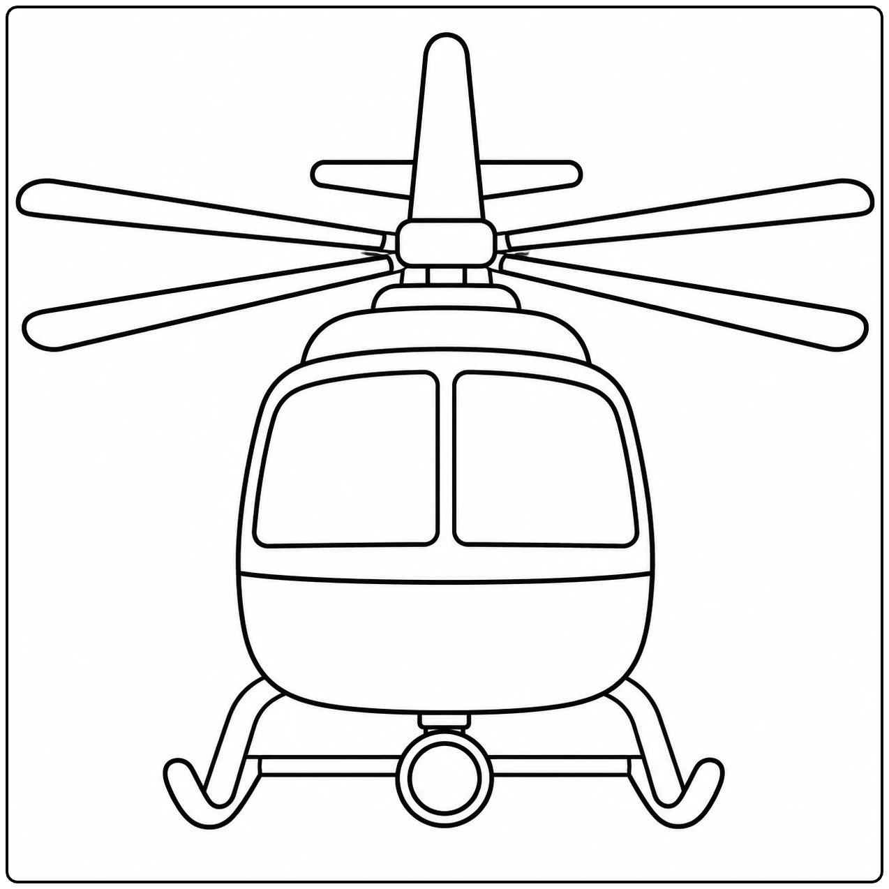 Politiehelikopter recht van voren met brede cockpitramen, rotor en ronde lamp onder de neus