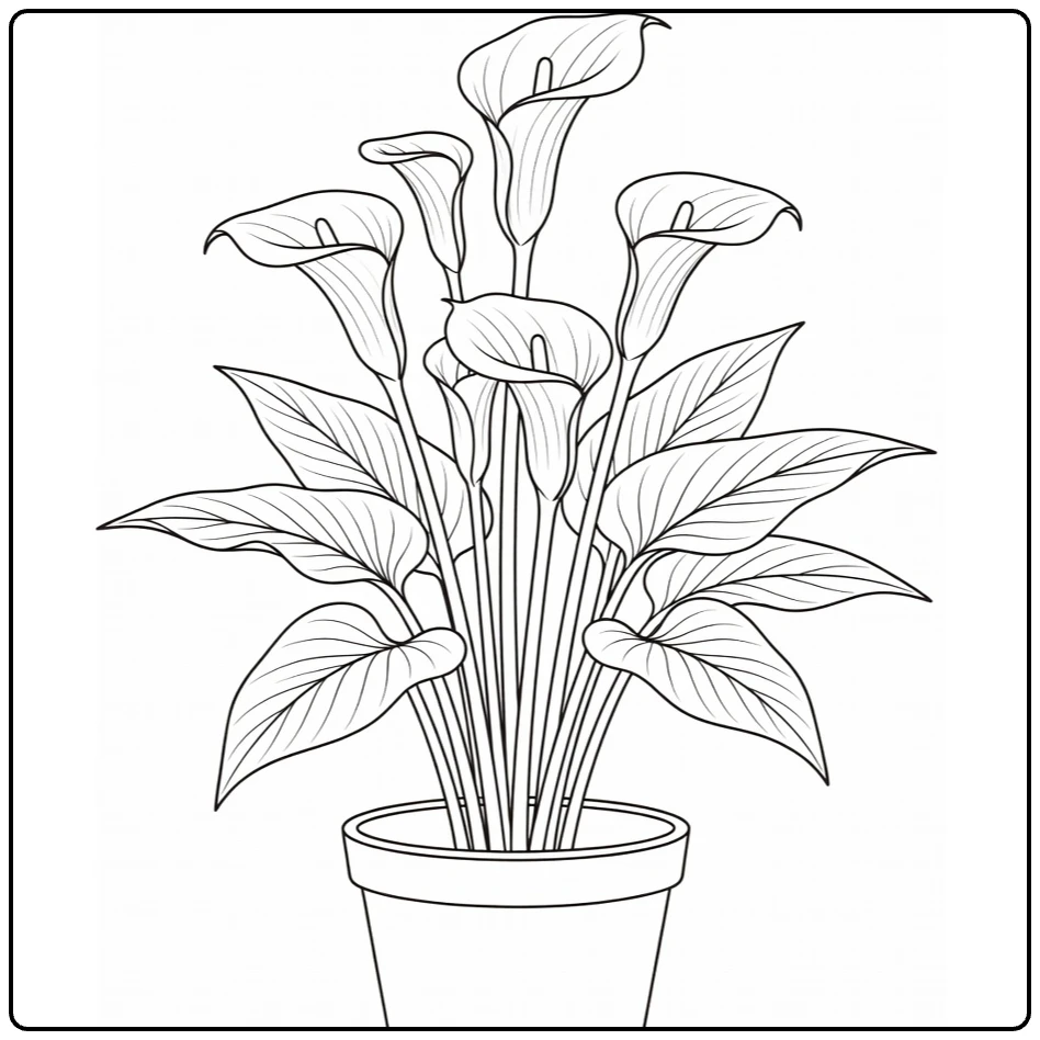 Sierplanten Kleurplaat van gracieuze calla lelie