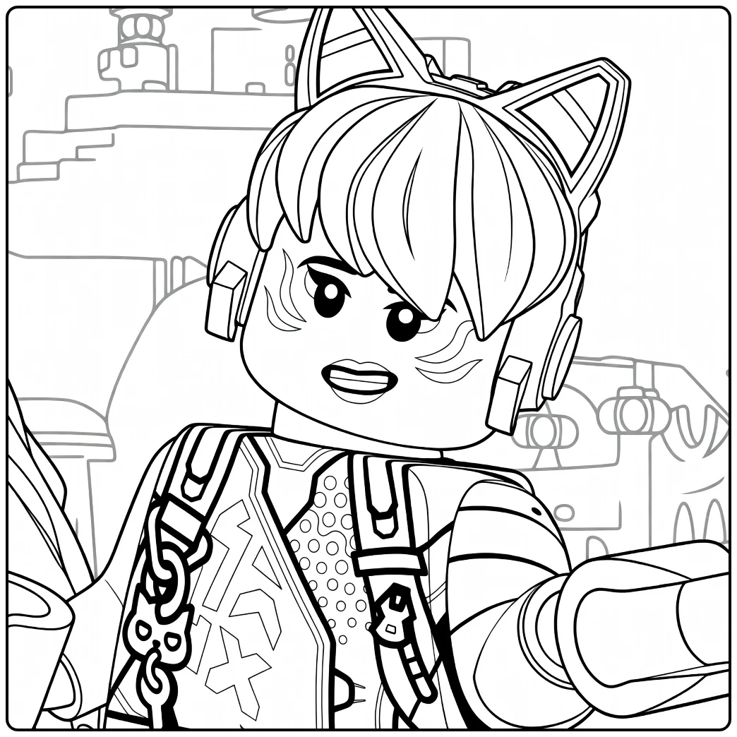 Lijntekening van Sora met roze haar en rode kattenoren kleurplaat Sora ninjago