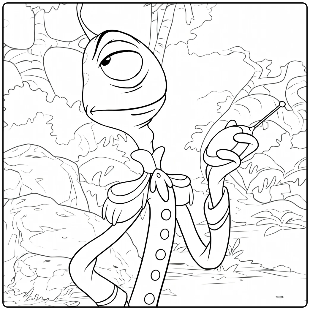Pleakley Kleurplaat van een eenogige alien met antenne die een apparaat vasthoudt