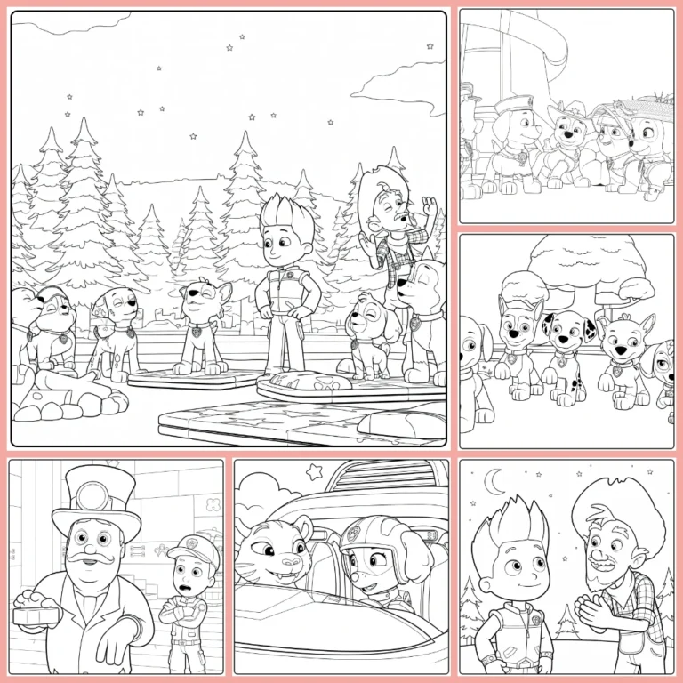 A collage of different coloring page designs.