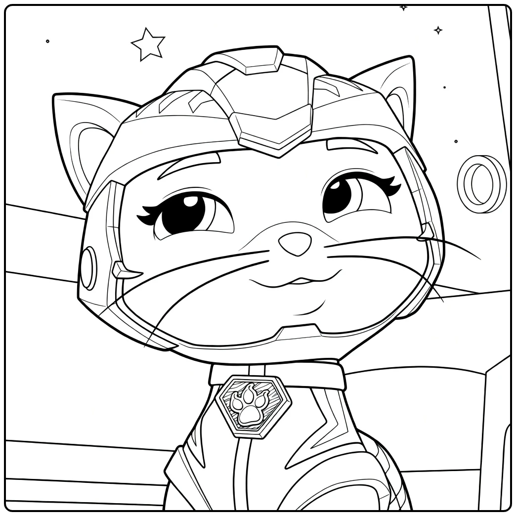 rory paw patrol kleurplaat van een feline met helm en lange snorharen