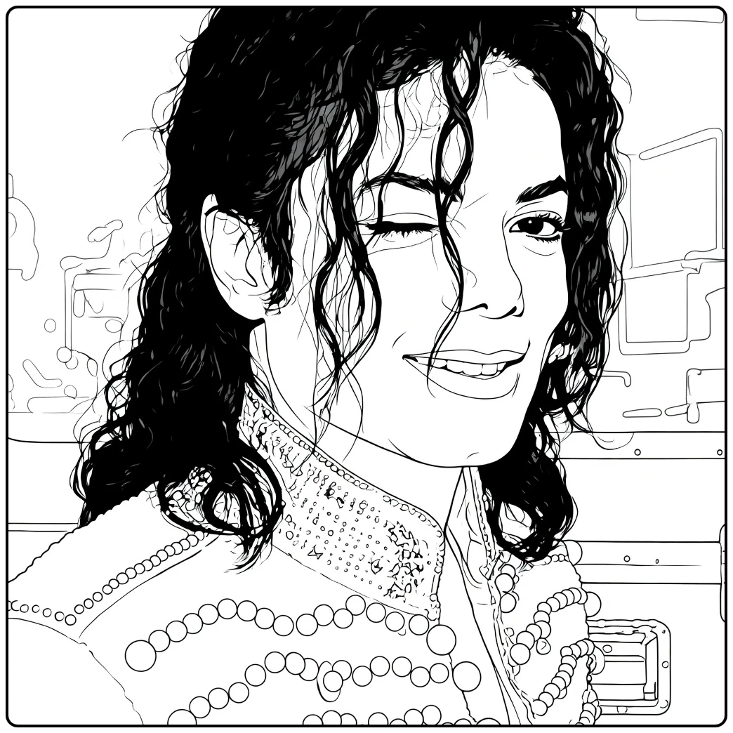 michael jackson kleurplaat met een knipoog en pareljack