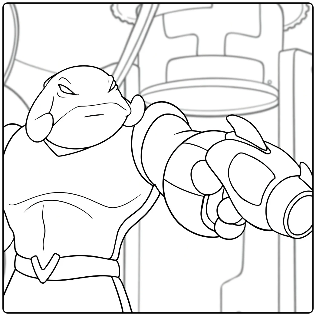 Captain Gantu Kleurplaat met een antropomorfe schildpad die een straalwapen richt